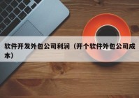 软件开发外包公司利润（开个软件外包公司成本）