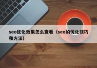 seo优化效果怎么查看（seo的优化技巧和方法）