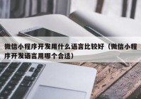 微信小程序开发用什么语言比较好（微信小程序开发语言用哪个合适）